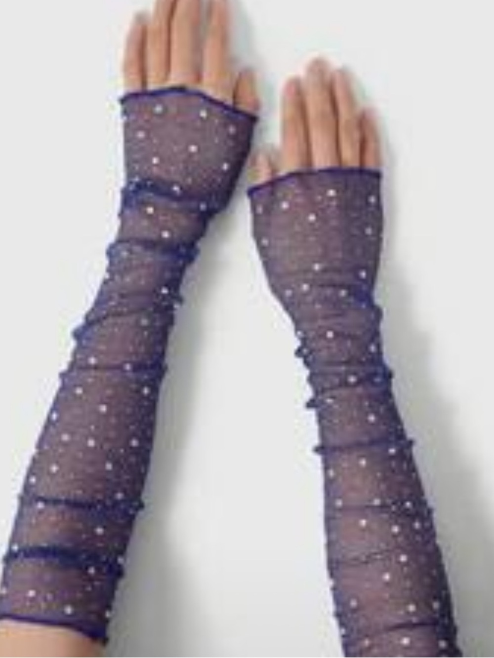Purple Rhinestone Mesh Arm Sleeves - Women's Fashion Accessory